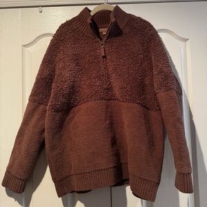 Barefoot Dreams Chocolate Brown Quarter Zip Sweatshirt - Size XL